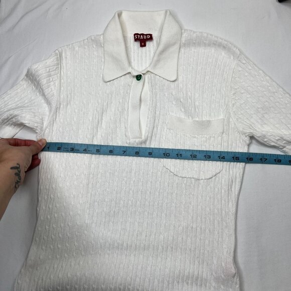 Staud Cecily Open-Back Cable-Knit Maxi Dress White Rainbow Eyelet Detail Medium - Picture 10 of 16